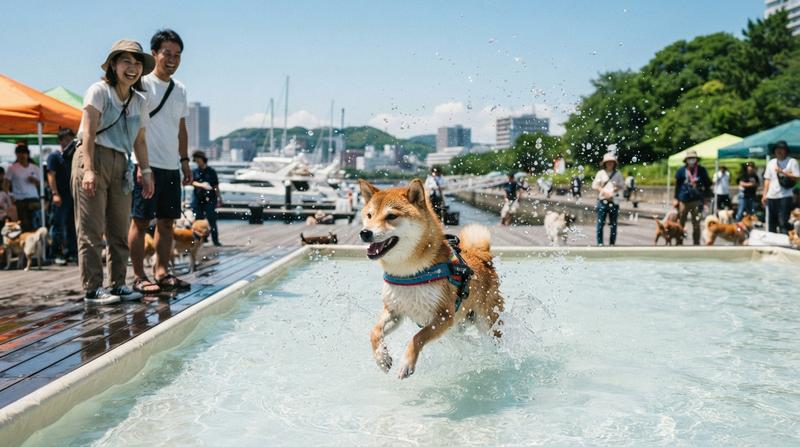 犬だらけの水泳大会